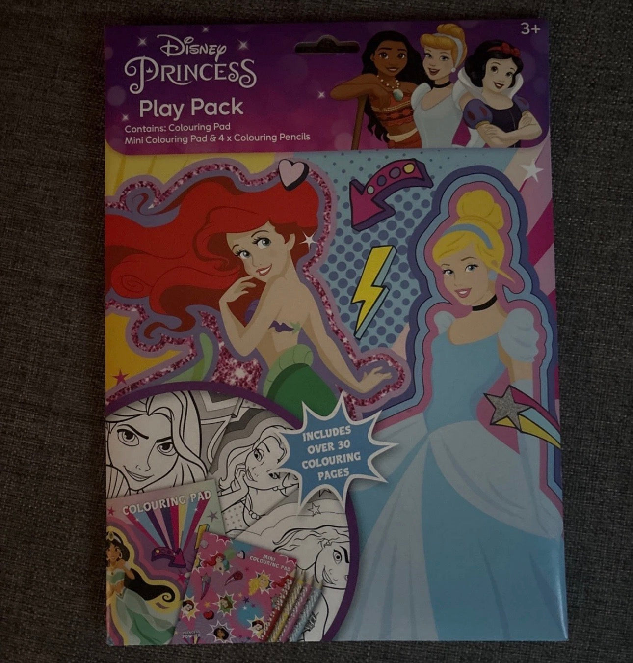 Disney Princess Play Pack Kids Activity Colouring Pad Book Pencil Set Stationery