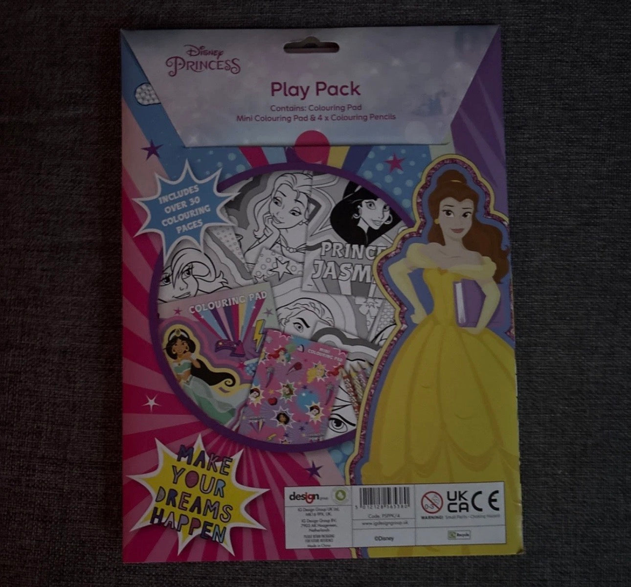 Disney Princess Play Pack Kids Activity Colouring Pad Book Pencil Set Stationery