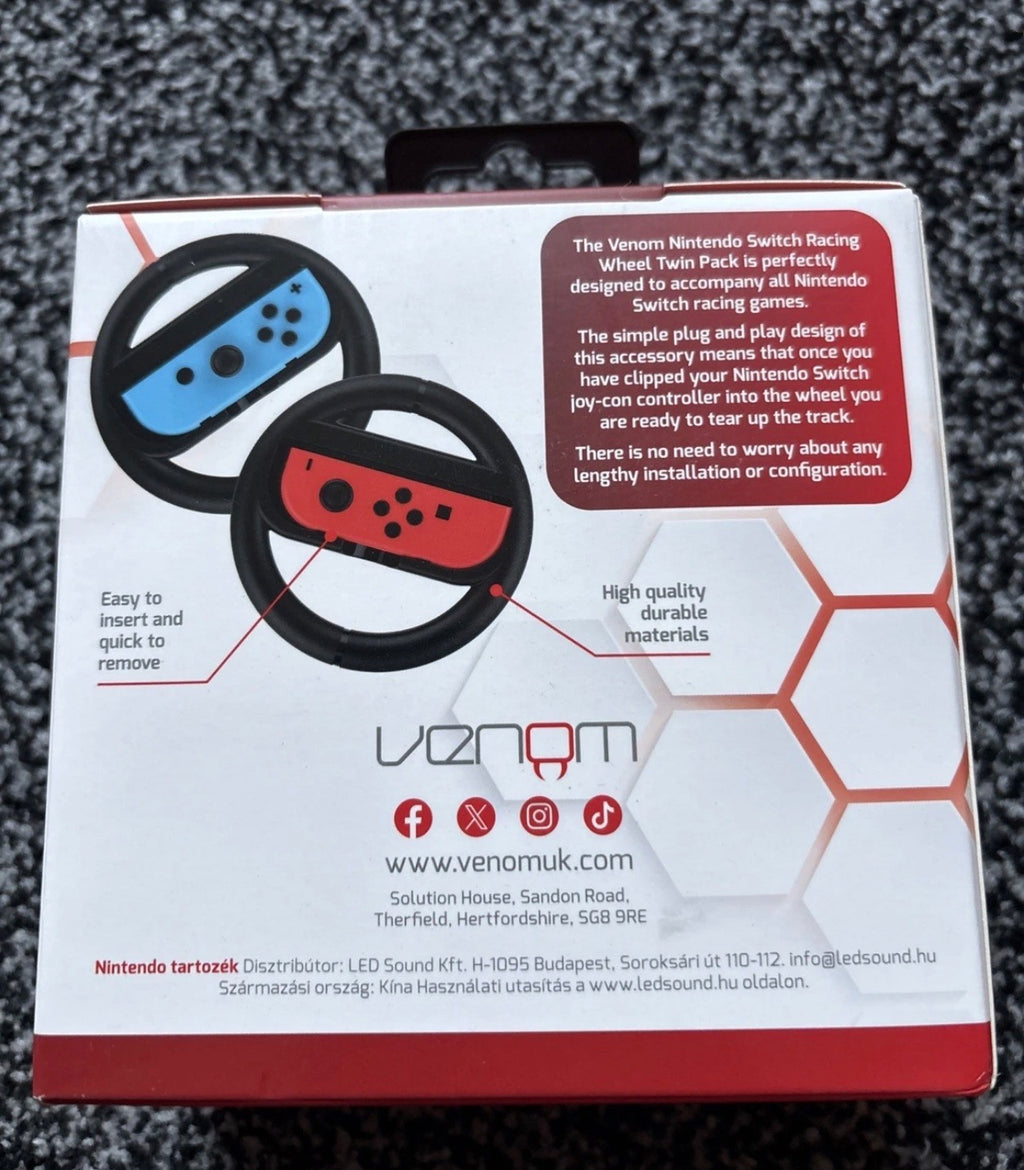 Venom Switch Racing Wheel Twin Pack for Nintendo Switch Joy Con Controllers