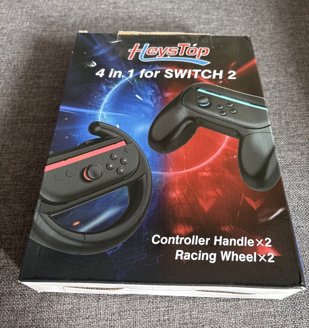 HeyStop Steering Wheel for Nintendo Switch 2 4-in-1 Joy-Con Grip Racing Wheel