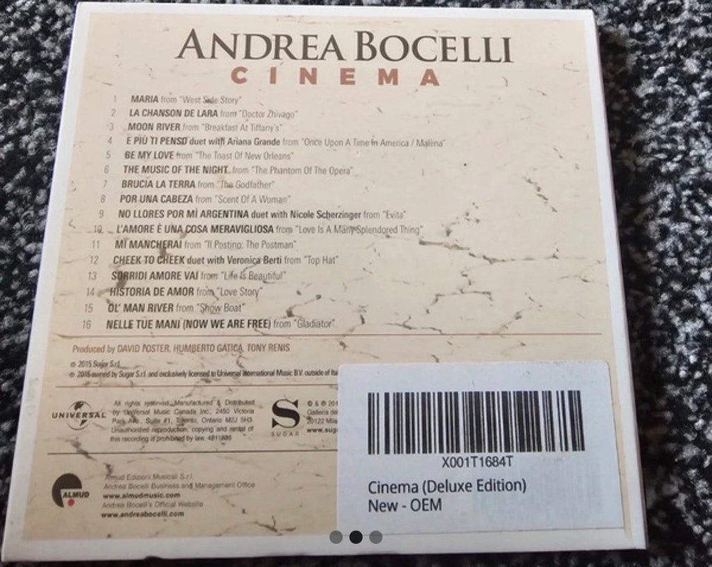 Leonard Bernstein Andrea Bocelli Cinema CD Deluxe Album 2015 SEALED