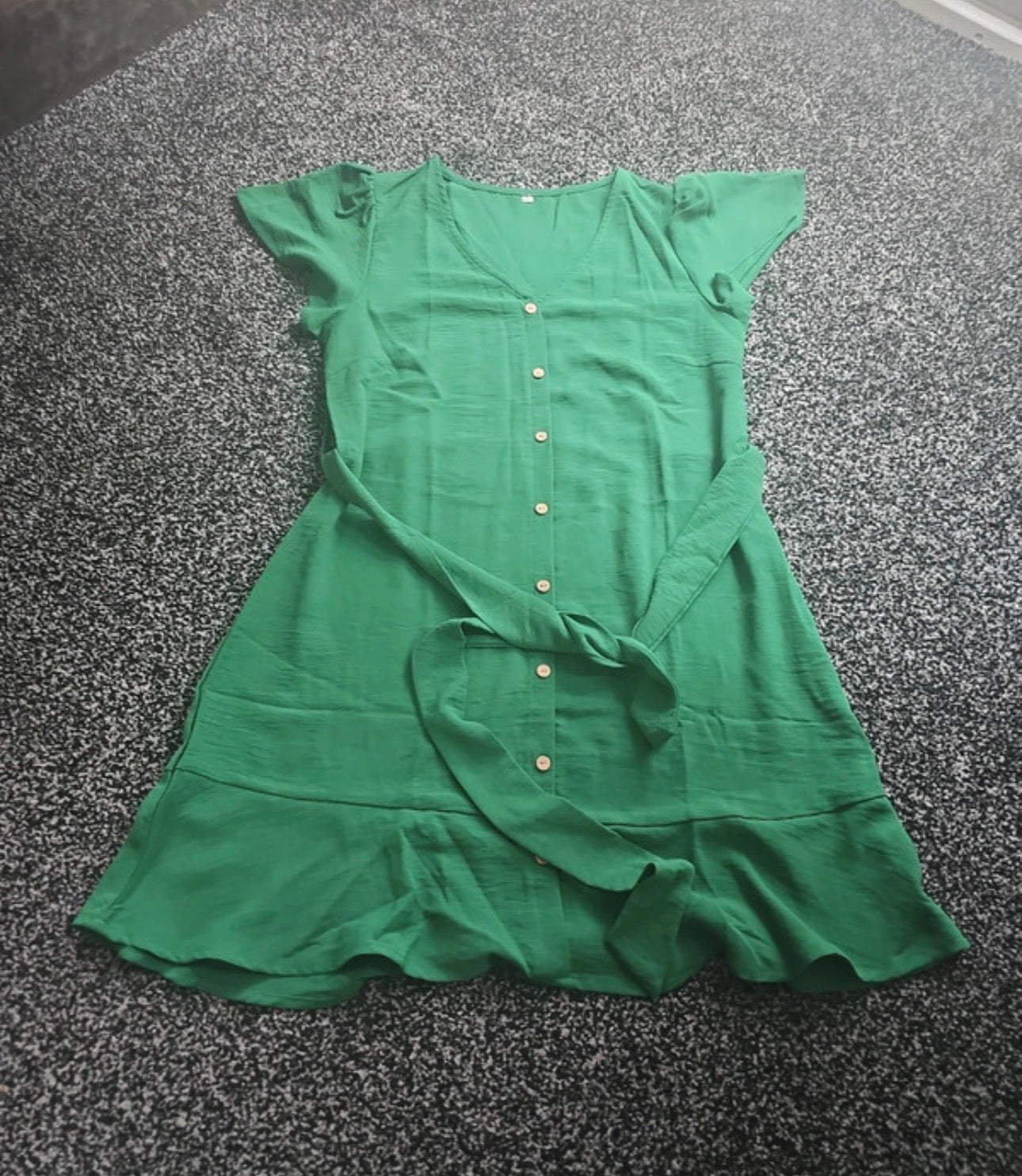 Women Size S Green Short  Sleeve And Short Length Summer Dress Brand New