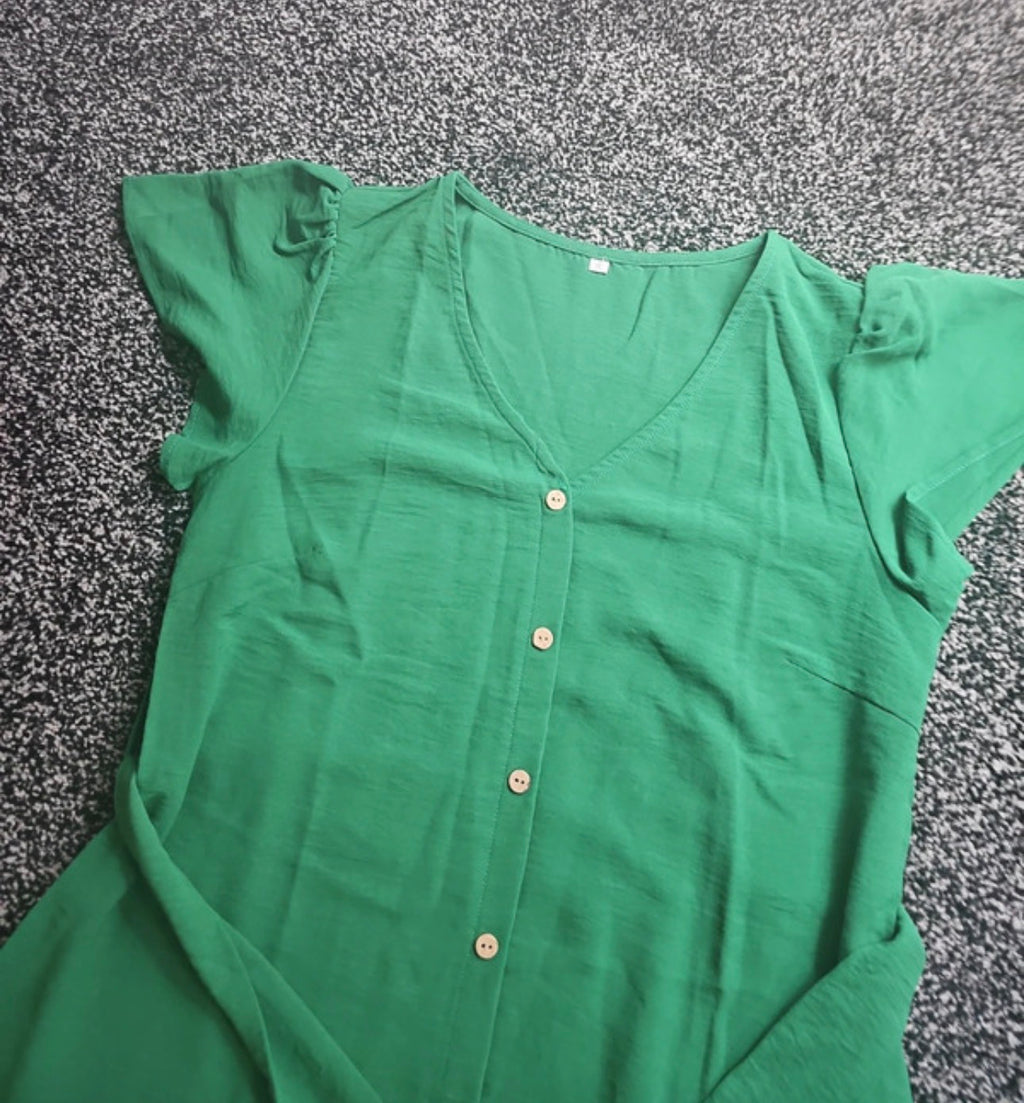 Women Size S Green Short  Sleeve And Short Length Summer Dress Brand New