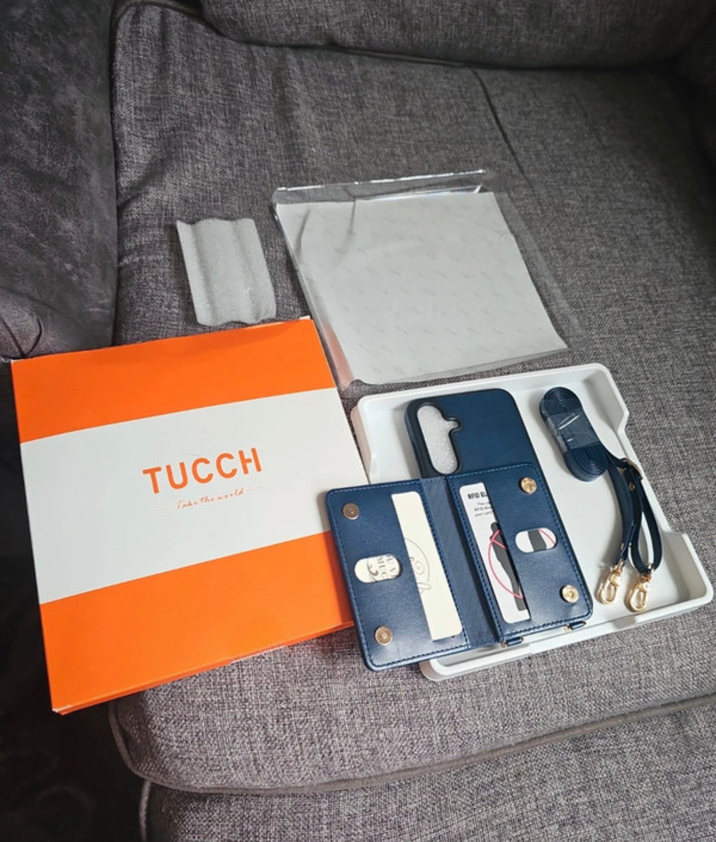 Tucch Phone Case For Samsung Galaxy S25 PU Leather Wallet With RF Card Slots
