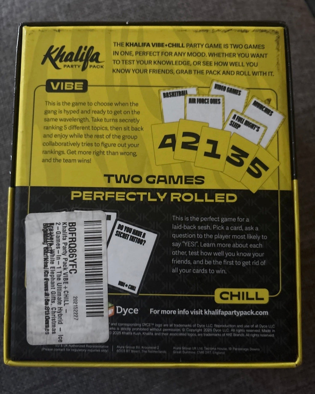 DYCE Wiz Khalifa Party Game – Vibe & CHILL | Adult Party Card Game (2 Games in 1