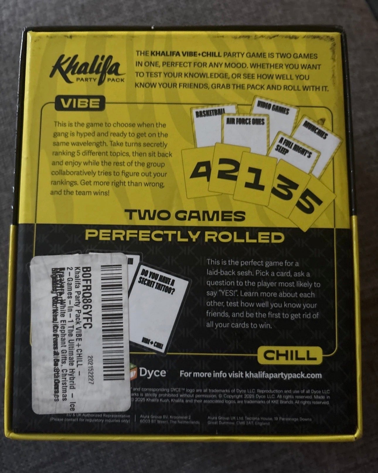 DYCE Wiz Khalifa Party Game – Vibe & CHILL | Adult Party Card Game (2 Games in 1