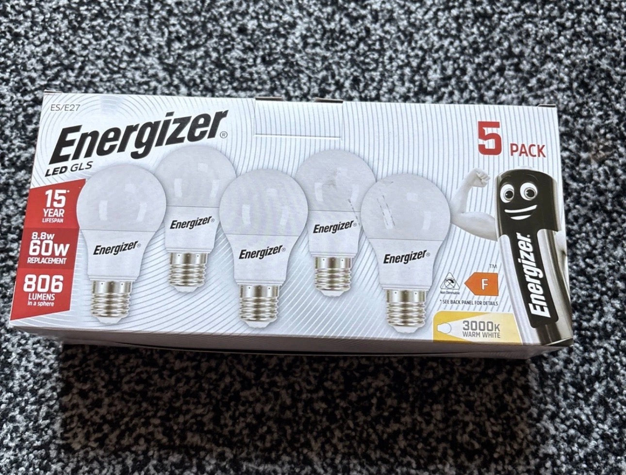 Energizer LED GLS 8.8 W 5 Pack 806 Lumens 3000k Warm White E27