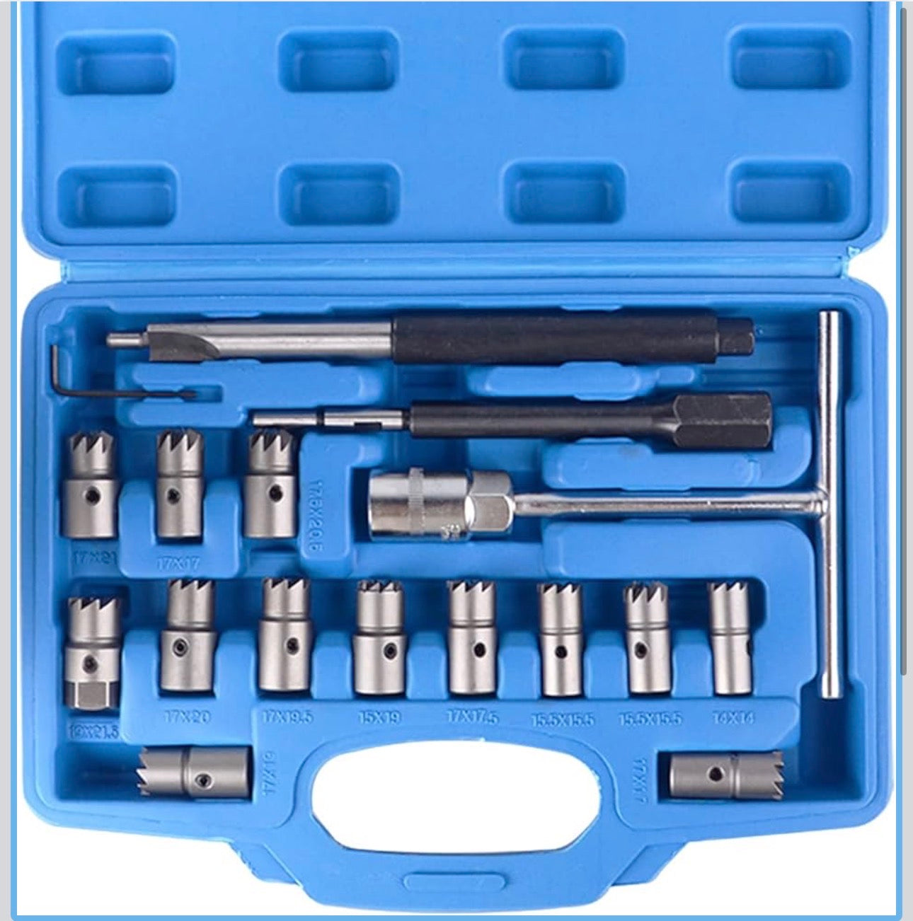 17 TOOLS DIESEL ENGINE INJECTOR CLEANER CLEAN CARBON SEAT CUTTER CUTTING SET